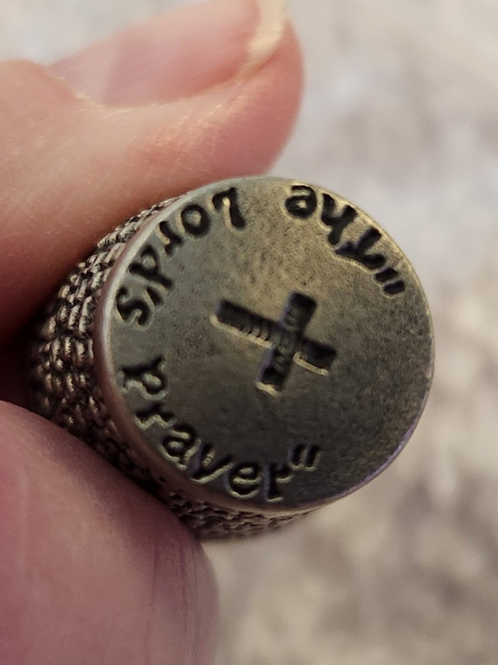 Vintage Pewter Lord's Prayer Metal Thimble by Ganz